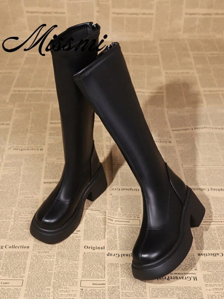 Thick Sole Chunky Leg Tall Boots Elastic